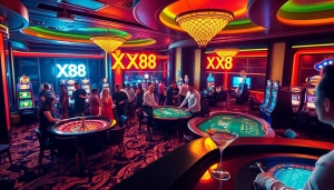 Experience the thrill of XX88 Casino with vibrant tables and chips.
