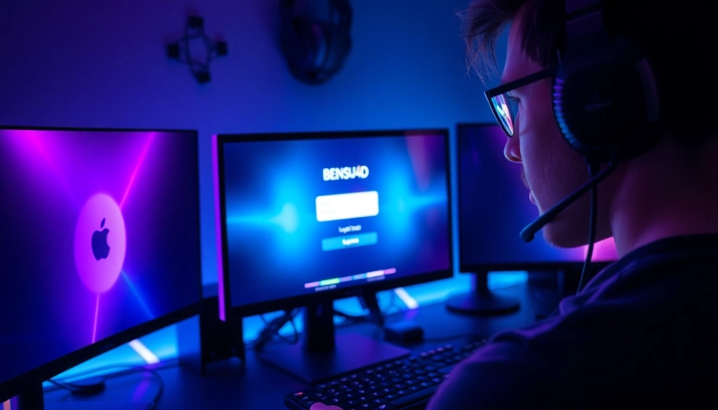 Masuk ke permainan bensu4d login game dengan gamer terfokus di depan layar digital.