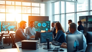 HERO Managed Services Tampa professionals collaborating in a modern tech office environment.