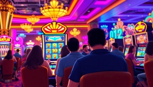 Main players enjoying the excitement of the batman138 slot in an upscale casino environment.