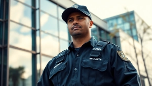 Security Services Fredericksburg by a dedicated security guard monitoring a commercial property.