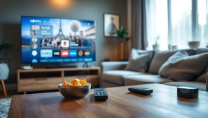 Manage your entertainment with the iron tv pro streaming interface showcased in a modern living room.