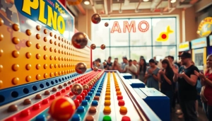 Engage with the thrilling plinko game as colorful balls drop towards winning slots.