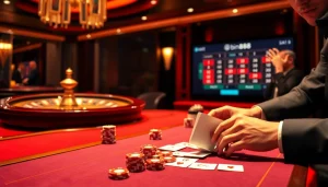 Experience the thrill of Bin88 with a luxurious casino scene featuring poker chips and a roulette wheel.