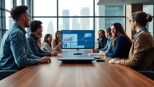 Agency team brainstorming ideas in a modern conference room showcasing collaboration.