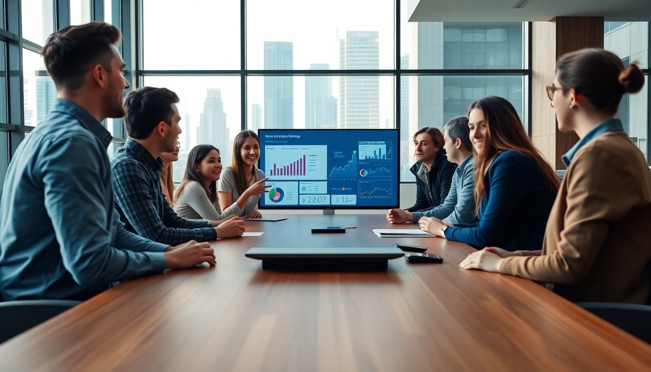 Agency team brainstorming ideas in a modern conference room showcasing collaboration.