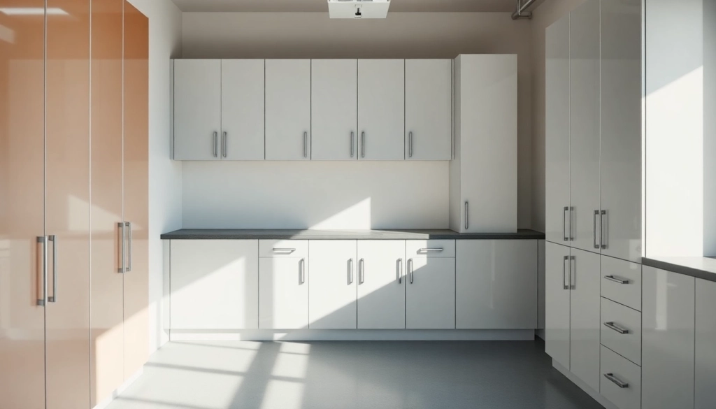 Garage cabinets elegantly designed to maximize storage and bring organization to your space.