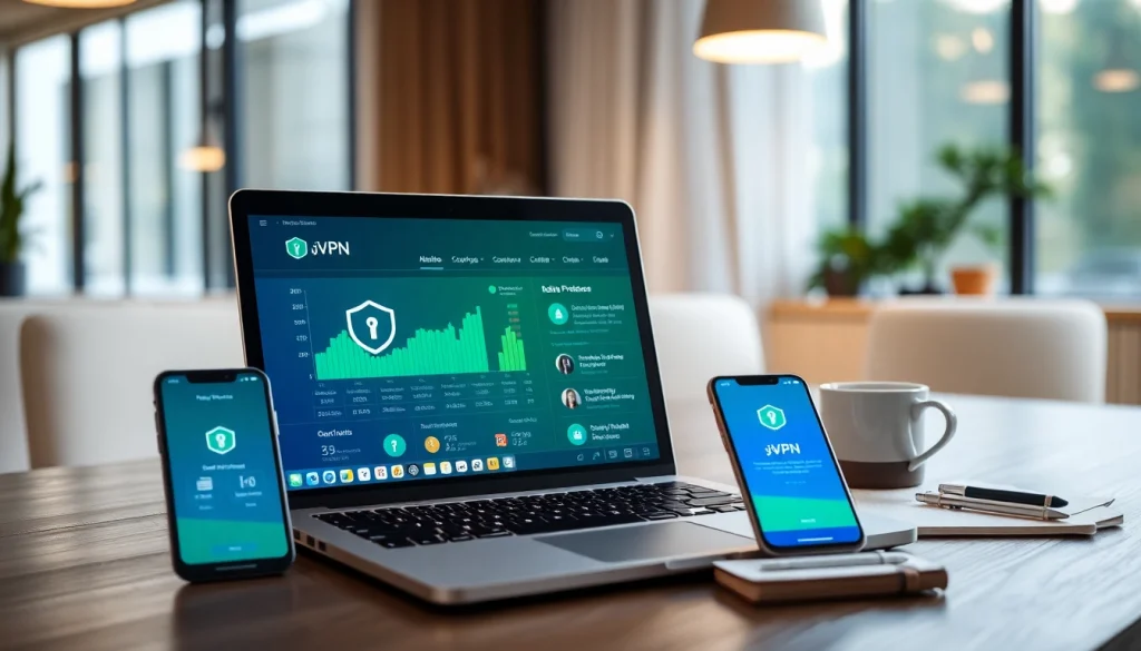 快连vpn下载 interface on a modern laptop showcasing secure connectivity and data protection.