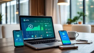快连vpn下载 interface on a modern laptop showcasing secure connectivity and data protection.