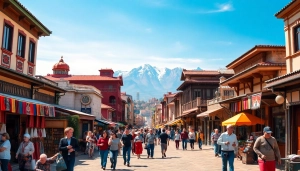 Experience the vibrant essence of Almaty at https://albmaftoh.com, featuring a lively street scene and stunning mountains.