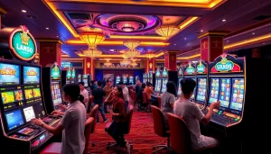 Engaging scene of players enjoying Slot Gacor Hari ini on vibrant casino slots.