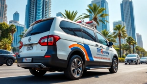 TRT Recovery UAE providing professional roadside assistance in Dubai's busy streets.