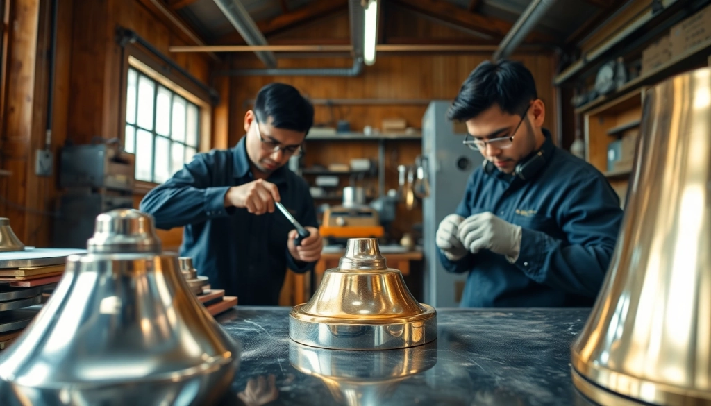 Expert craftsmen in Malaysia performing metal polishing for a flawless finish.