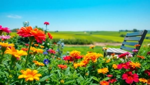 Engage in Gardening with a vibrant array of flowers and lush greenery in a serene garden.