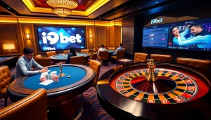 Experience excitement with i9bet at a luxurious online casino featuring dynamic tables and betting interfaces.
