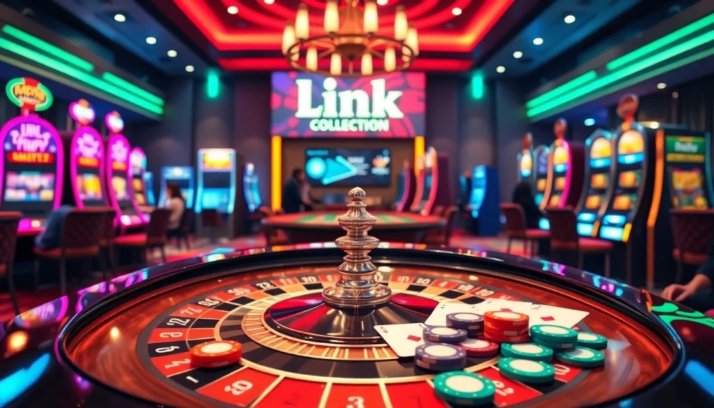 Engaging players explore 주소모음 link collection at a lavish casino table.