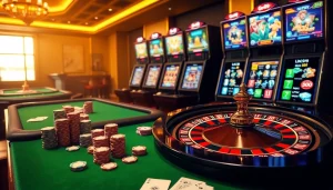 Winning moment at a luxurious casino with link Go99 displayed on the betting interface, showcasing vibrant games.