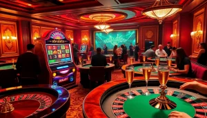 Experience the excitement of obraltoto in a luxurious casino atmosphere with vibrant slot machines and elegant gaming tables.