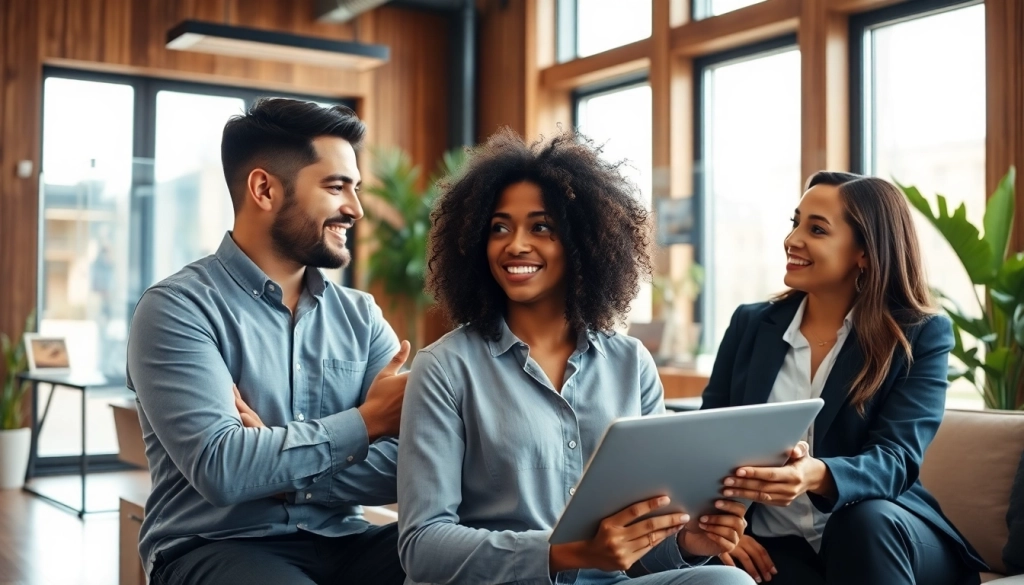 Engaging business meeting showcasing diverse individuals discussing innovative ideas.