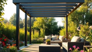 Enhance your outdoor space with a modern steel pergola designed for elegance and durability.