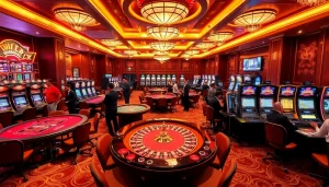 Experience the excitement of gambling at https://giaimanhacai.news/ with vibrant casino tables and slot machines.