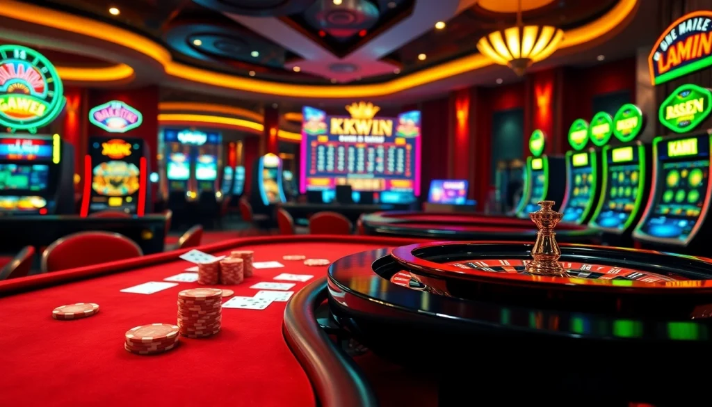 Experience thrilling gaming action at https://kkwin.diy/ with elegant casino tables and a vibrant atmosphere.