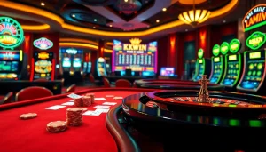 Experience thrilling gaming action at https://kkwin.diy/ with elegant casino tables and a vibrant atmosphere.