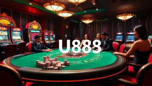Experience the excitement of U888 with vibrant casino games and players in action.