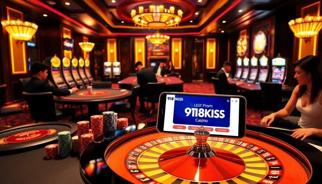 Exciting gameplay at https://918kiss.net/ featuring luxurious poker tables and colorful chips.