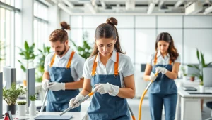 Enhance productivity with Office Cleaning Services Dubai featuring a professional cleaning team.