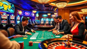 Kèo 188bet action at a vibrant casino table with poker chips, cards, and roulette wheel.