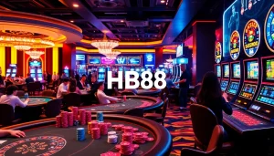 HB88 players enjoying a vibrant gaming experience at a luxurious casino.