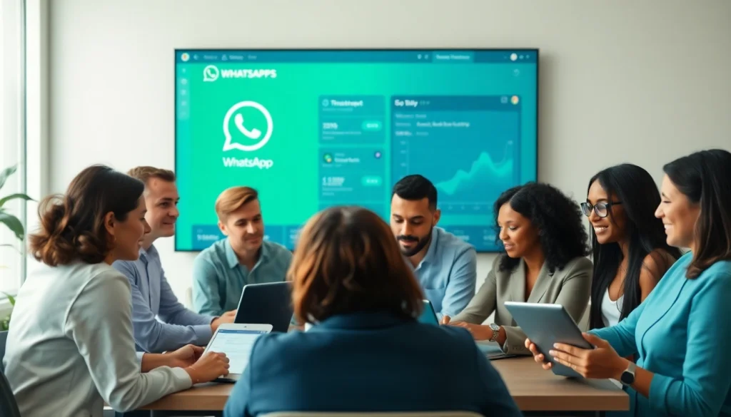 Engaged professionals using WhatsApp Business CRM for enhanced communication strategies.