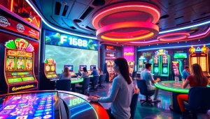 F168: Engaging online casino experience showcasing various games and players immersed in a vibrant environment.