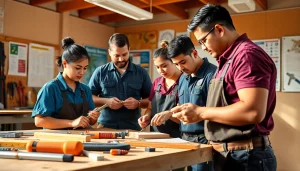 Students participating in hands-on activities at hawaii trade schools, showcasing diverse skills and collaboration.