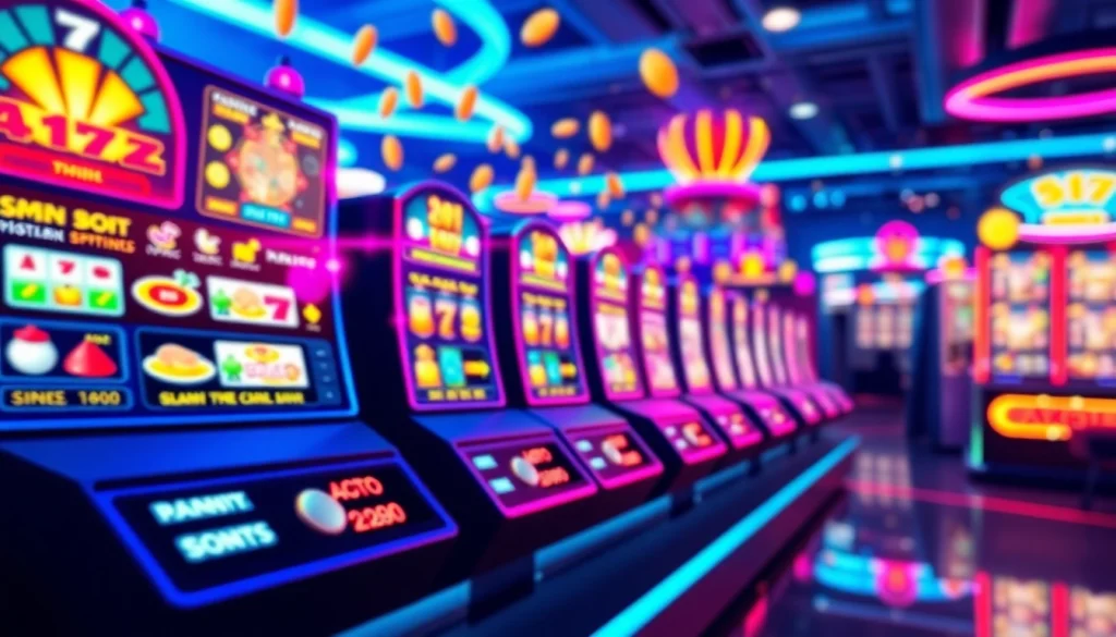 Slot games experience with walettoto menampilkan grafis cerah dan mesin slot berputar.