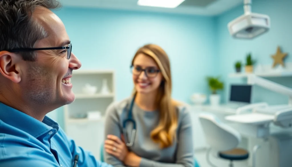 Orthodontist Edmonton providing a consultation in a modern dental clinic setting.