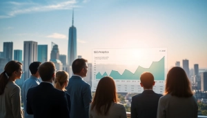 SEO professionals analyzing data charts to improve website visibility