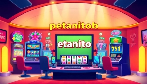 Menampilkan suasana seru dari petanitoto dengan permainan slot online yang berwarna-warni.
