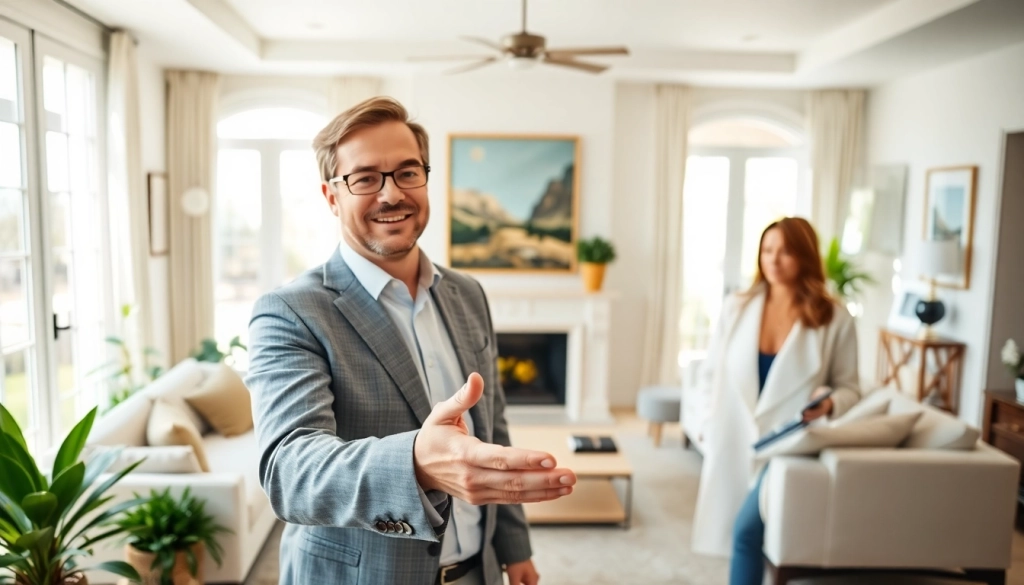 Explore real estate opportunities with a professional agent in a welcoming home setting.