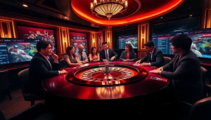 Players enjoying a thrilling game of poker at Marvelbet's luxurious online casino.