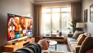 Engaging user experience with https://bosstv.ca showcasing IPTV streaming in a modern living room.