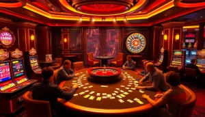 Play poker at a luxurious casino featuring vibrant slot machines and roulette at https://topclub.space/.