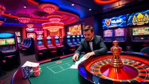 Experience the excitement of VN88 with vibrant casino visuals showcasing online gaming.