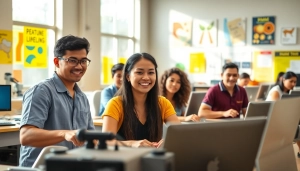 Engaged students learning at trade schools oahu in a bright classroom environment.