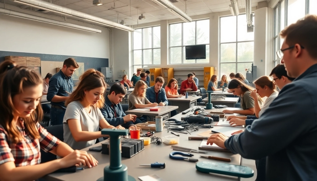 Students collaborating in a trade school in Tennessee, highlighting hands-on vocational training.