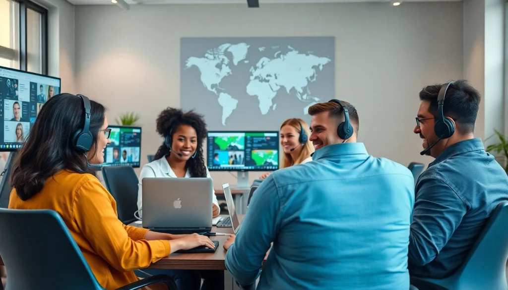 On-demand interpretation services in a professional setting with diverse interpreters.