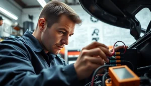 Inspecting fuses at https://bezpieczniki24.pl with precision and expert knowledge in a bright garage.