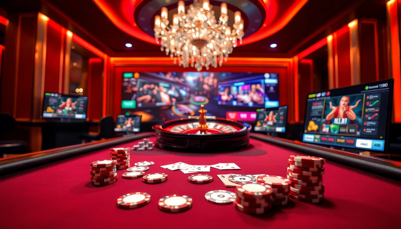 S88VIP gaming experience showcasing a luxurious casino table with poker chips, cards, and a roulette wheel.