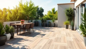 carrelage extérieur sur une terrasse extérieure élégante